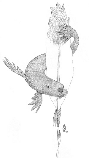 "Sealion Spirit" graphite on white heavy paper